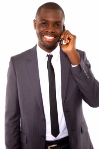 business engineer on phone